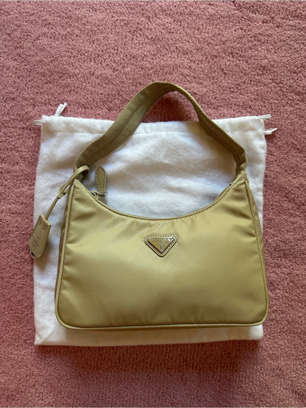 Prada Light Beige Nylon Shoulder Bag